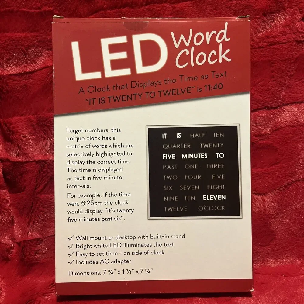 Tech Tool LED Word Clock Displays Time As Text